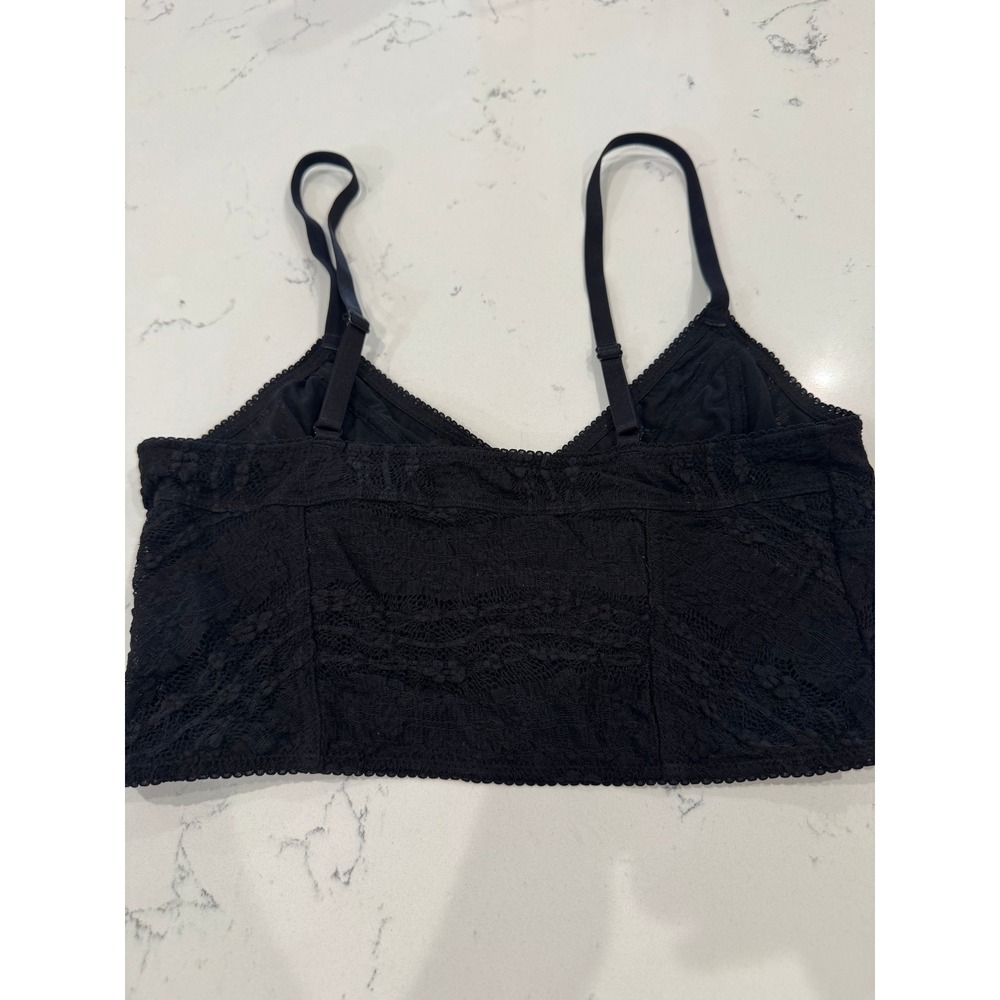 Intimately Free People Black Floral Lace Longline Bralette Crop Top Adjustable